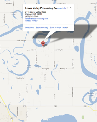 Map to Lower Valley Processing Map to Lower Valley Processing